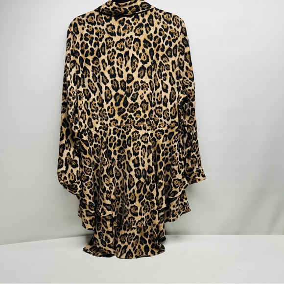 Lane Bryant Leopard Print Ruffle Dramatic High Low Button Front Blouse size 20 - Picture 3 of 9